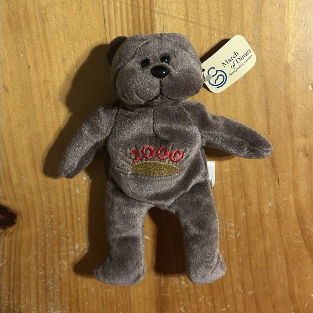 2000 March of Dimes Plush Bear Plush Embroidered 9” Dawn Plushland w/ Tags